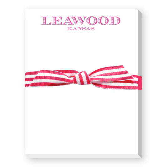 City and State Mini Notepad: Pink-New Canaan