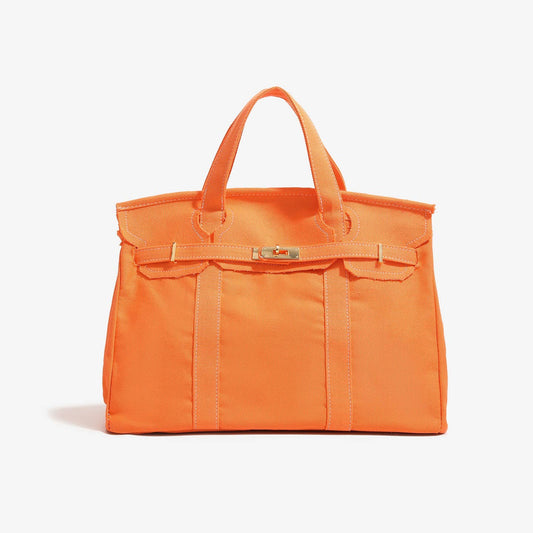 Handmade Premium Cotton Canvas Boat Bag Solid: Orange