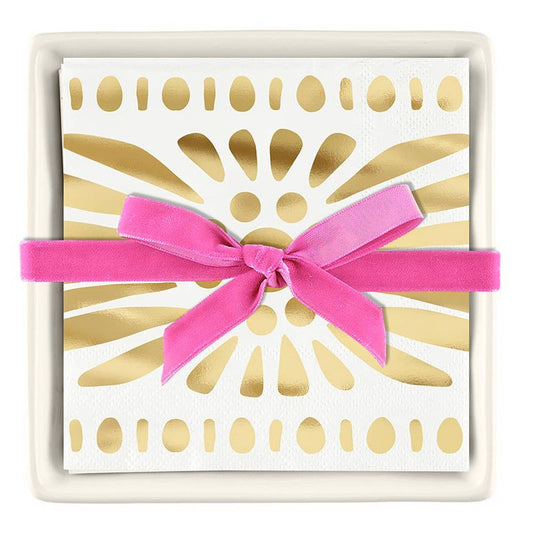 Ceramic Napkin Tray + Napkins - Moroccan Border: Material