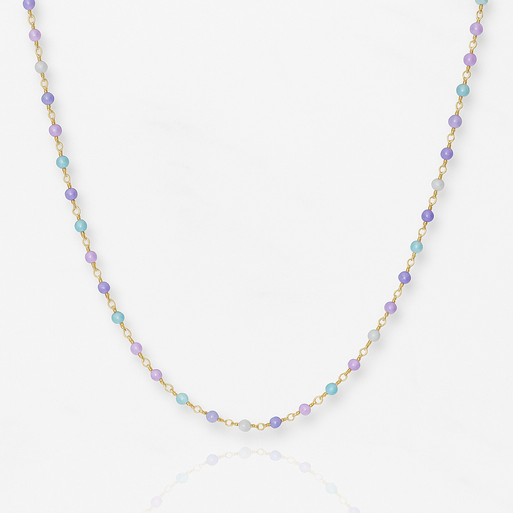 Faceted Bead Chain Necklace: Light Blue /Lavender /Pink /Aqua