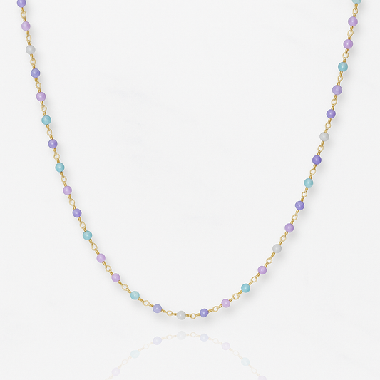 Faceted Bead Chain Necklace: Light Blue /Lavender /Pink /Aqua