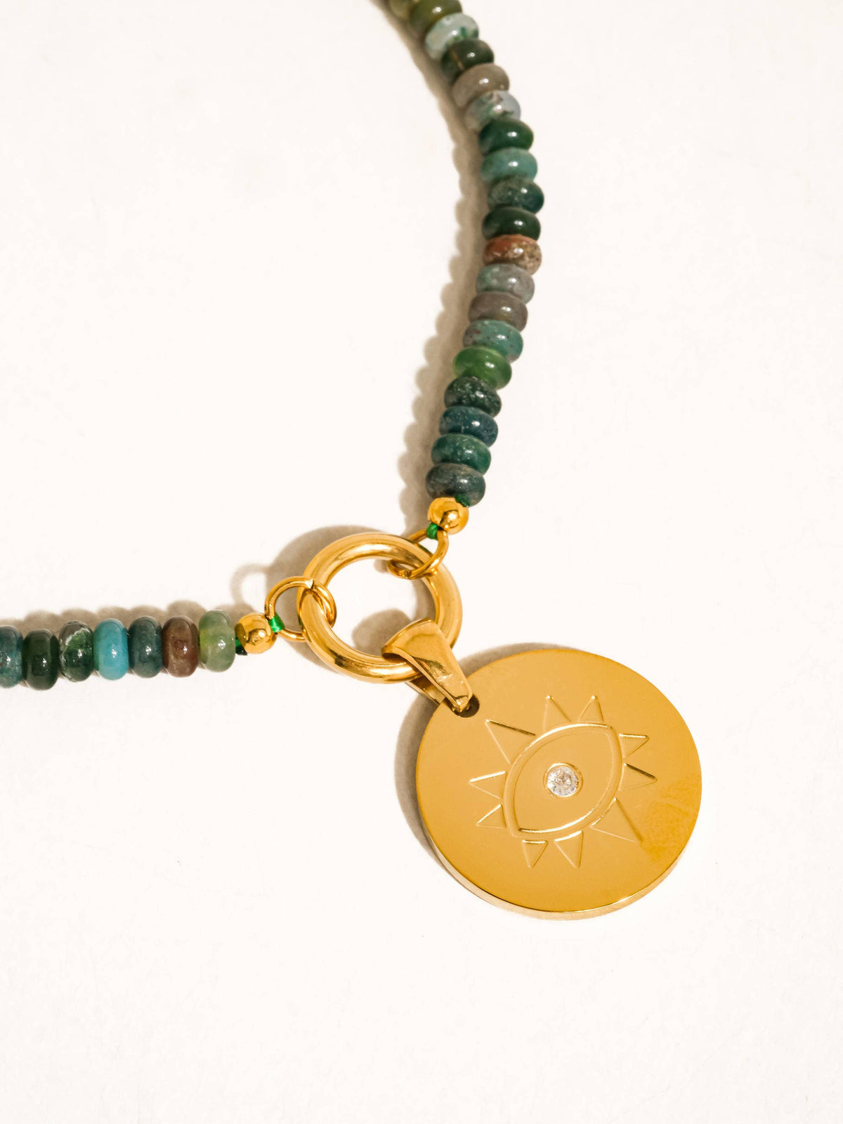 Islay 18K Gold Non-Tarnish Bobo Natural Stone Necklace: Green