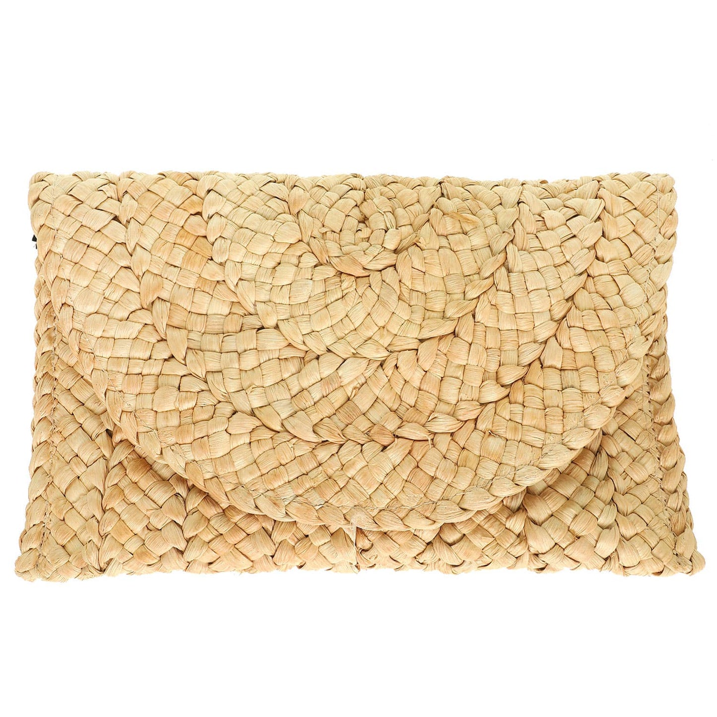 Straw Woven Raffia Clutch Handbag: Beige