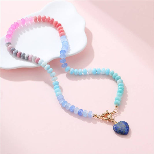Natural Stone Semi-precious Glass Mixed Necklace | Lapis