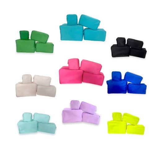 Nylon Pouch Cosmetic Bags- Perfect for Rush Bags: Mint / Medium