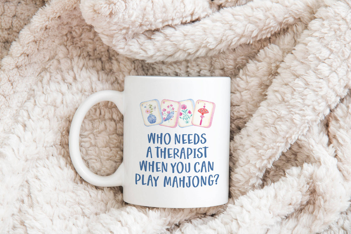 Mahjong Coffee Cup Mug Tile Game Decor Hostess Gift Preppy: 15 oz