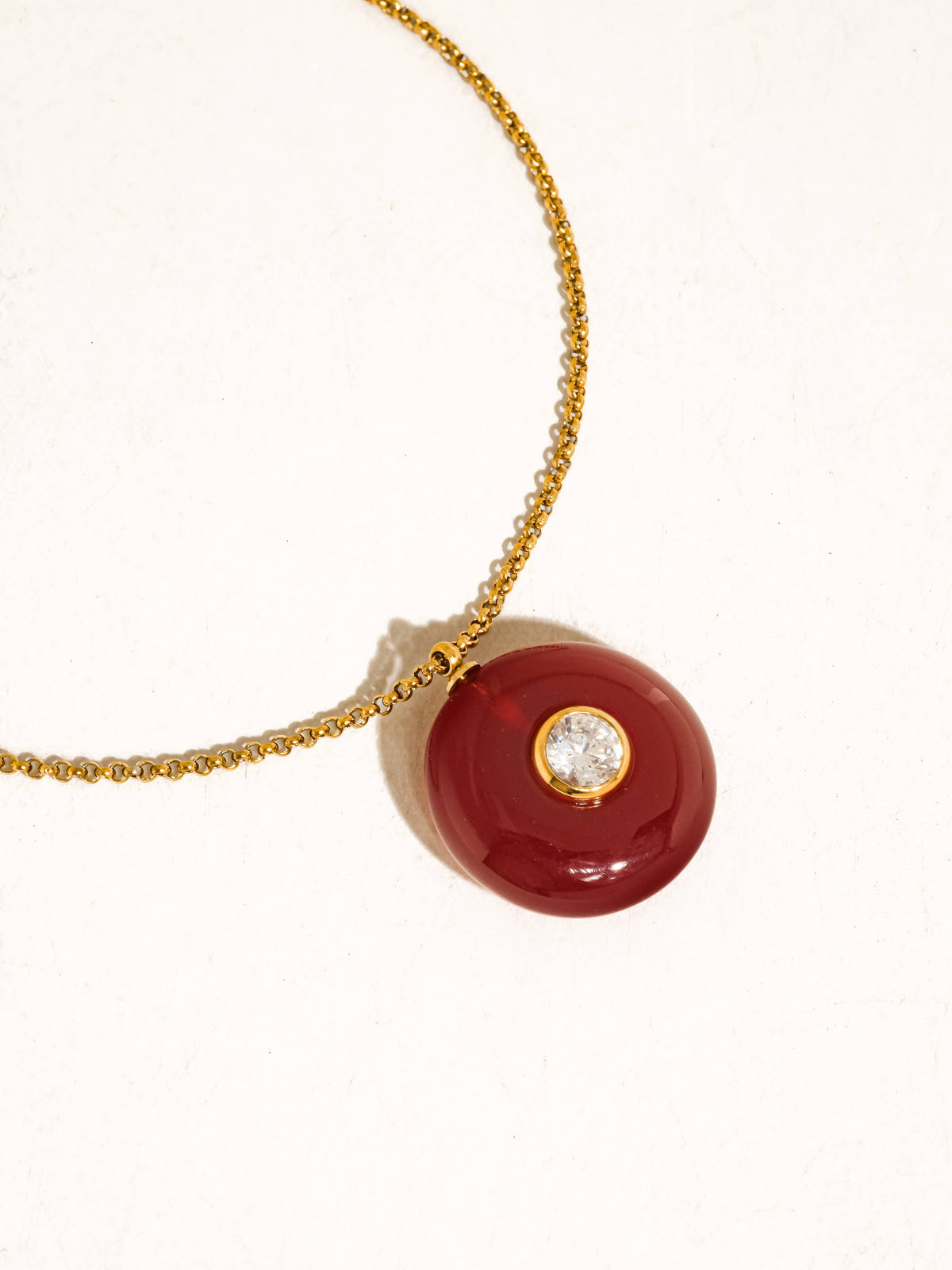 Attica 18K Gold Non-Tarnish Stone CZ Necklace: Red
