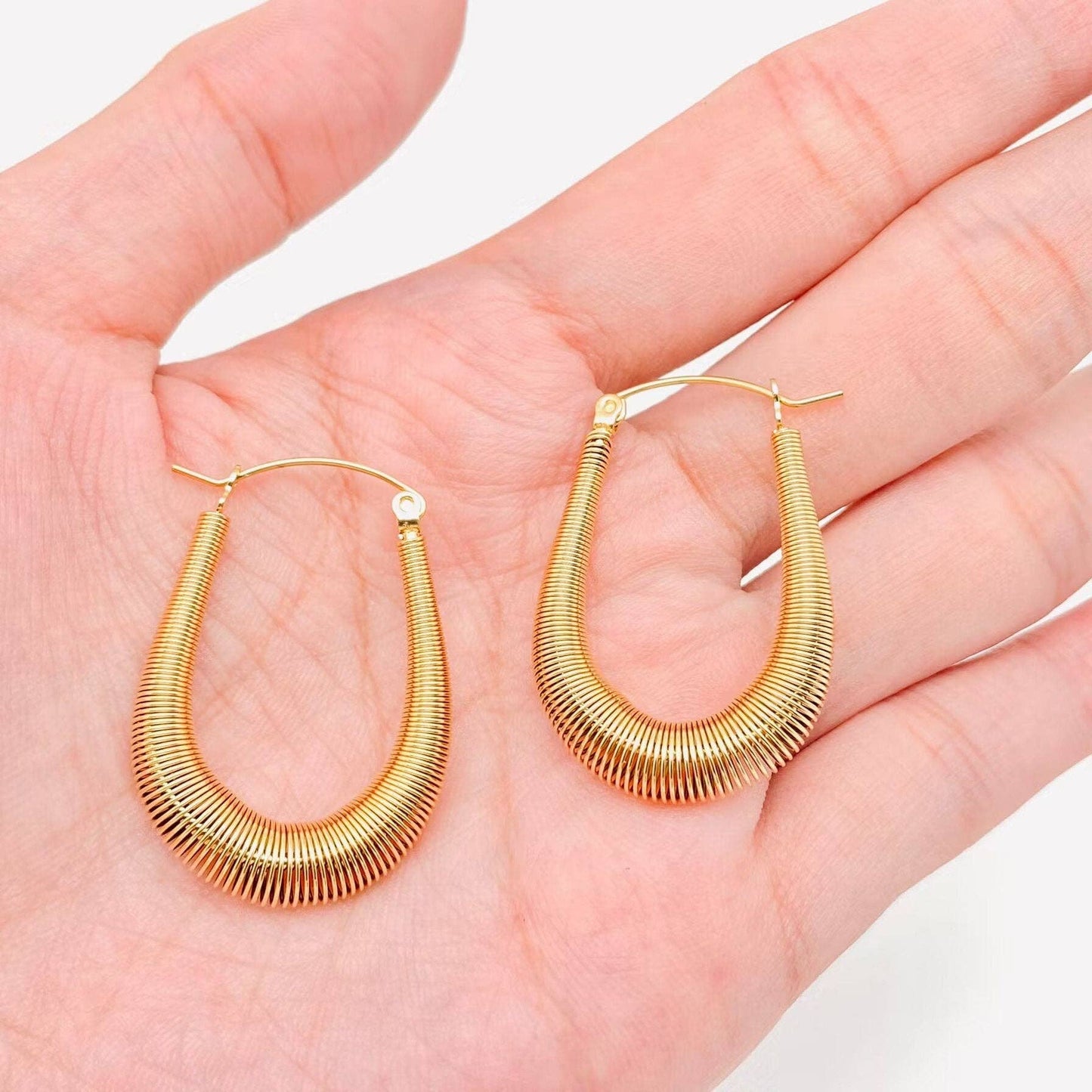 U-shaped Spring Gold Plated Ss Earrings - FGS