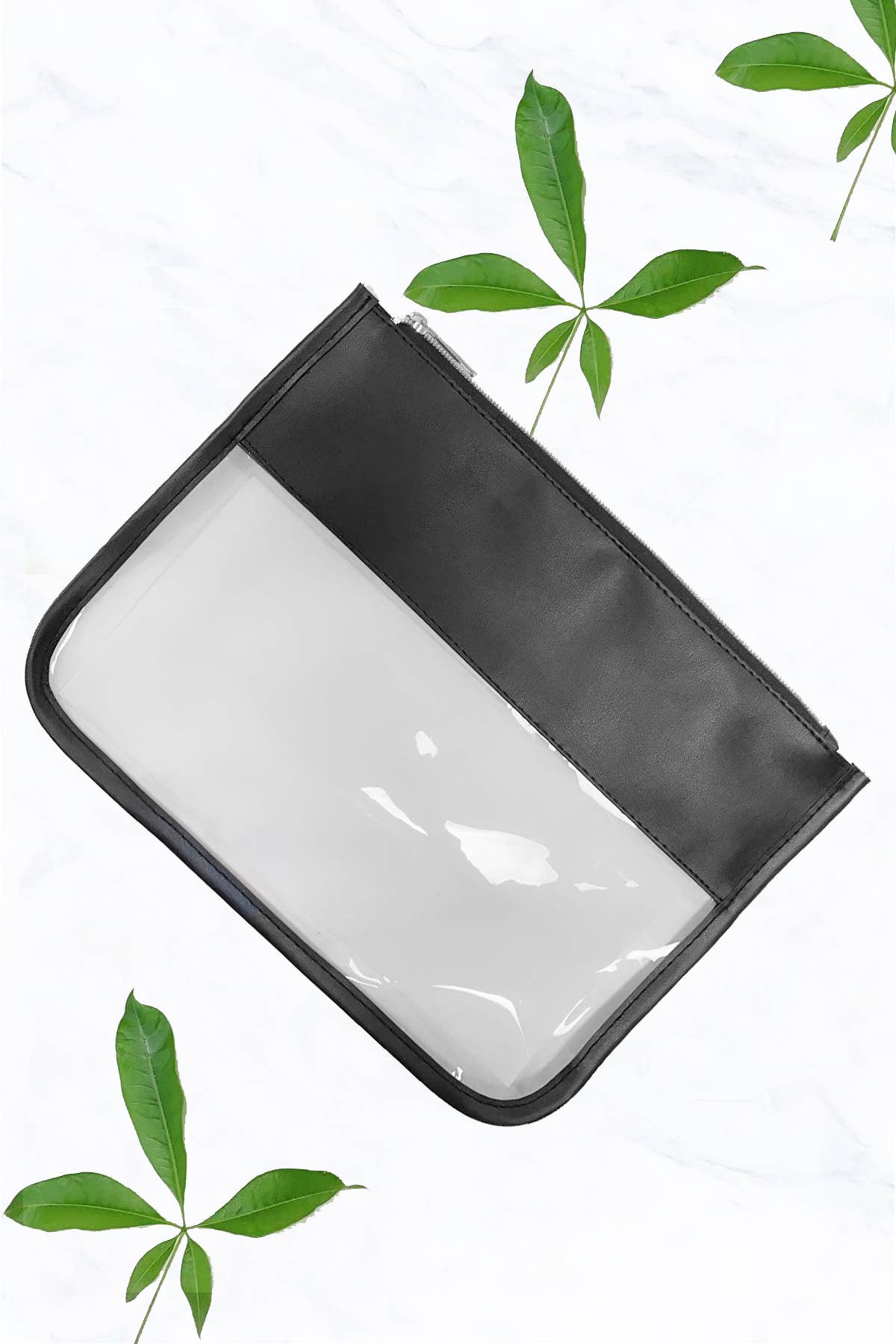 Clear Cosmetics & Toiletry Pu Handbag: Black