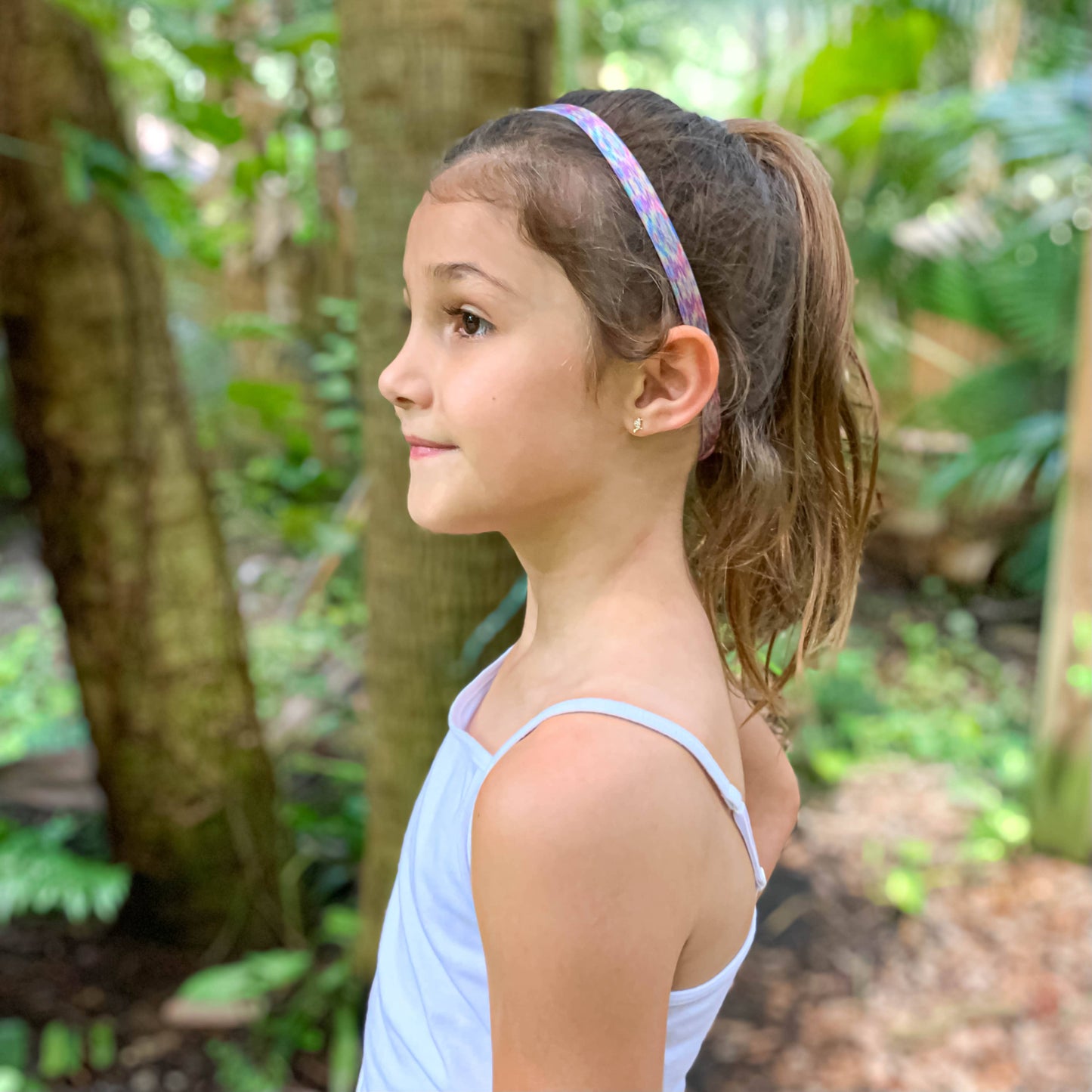 No Slip Elastic Thin Sports Headbands for Girls  Space Tie Dye