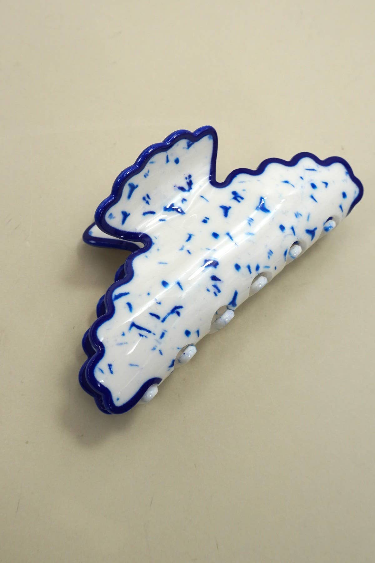 Vintage Porcelain Style Half Moon Hair Claw Clips | White