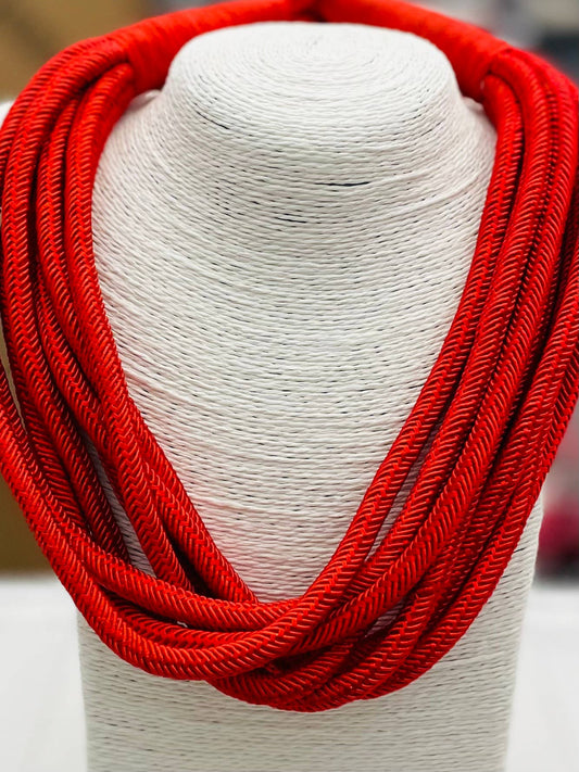 Slub 8-Strand Necklace (red)