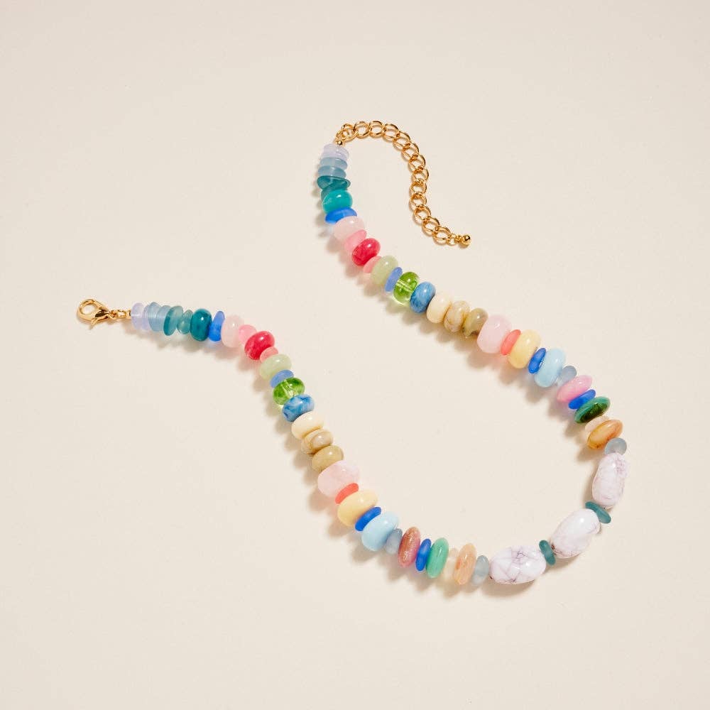 16 Inch Marbled Ombre Resin Bead Seaglass Necklace: Multi