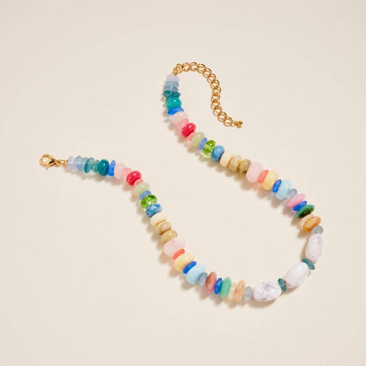 16 Inch Marbled Ombre Resin Bead Seaglass Necklace: Multi