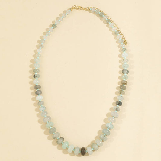 Rondelle Semi Precious Stone Beaded Necklace: LGRY