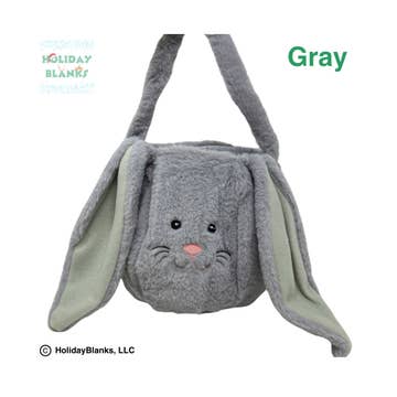 Furry Bunny Easter Egg Candy Basket Embroidery Blanks:Gray