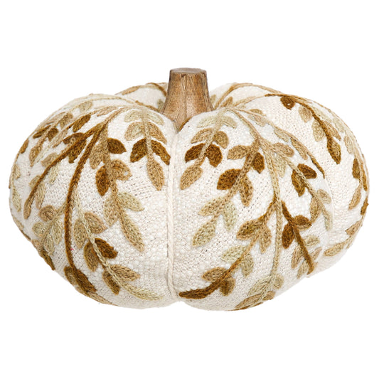 Tan Leaf Embroidered Pumpkin