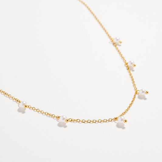 Stainless Steel Dainty Pearl Drop Necklace – Hypoallergenic & Tarnish Resistant: GD / ONE