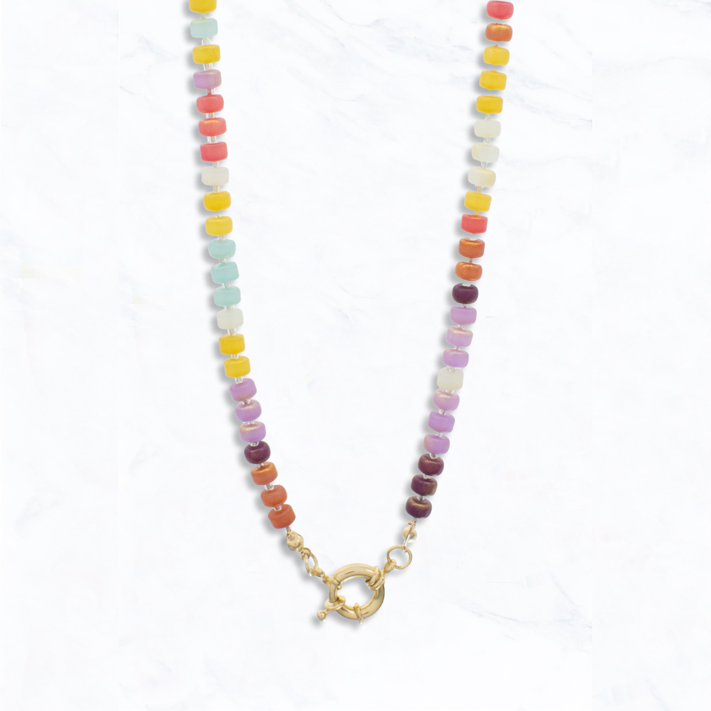 Warm Tone Candy Beaded Necklace with Clasp
