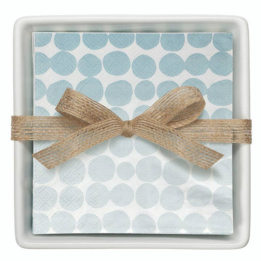 Ceramic Napkin Trays + Napkins - Blue Dots: Tray
