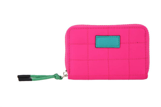 Faux Leather Zippered Wallet with Wristlet: Fuchsia