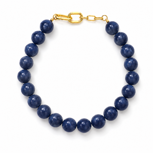 Beaded Color Gumball Statement Necklace: Royal Navy