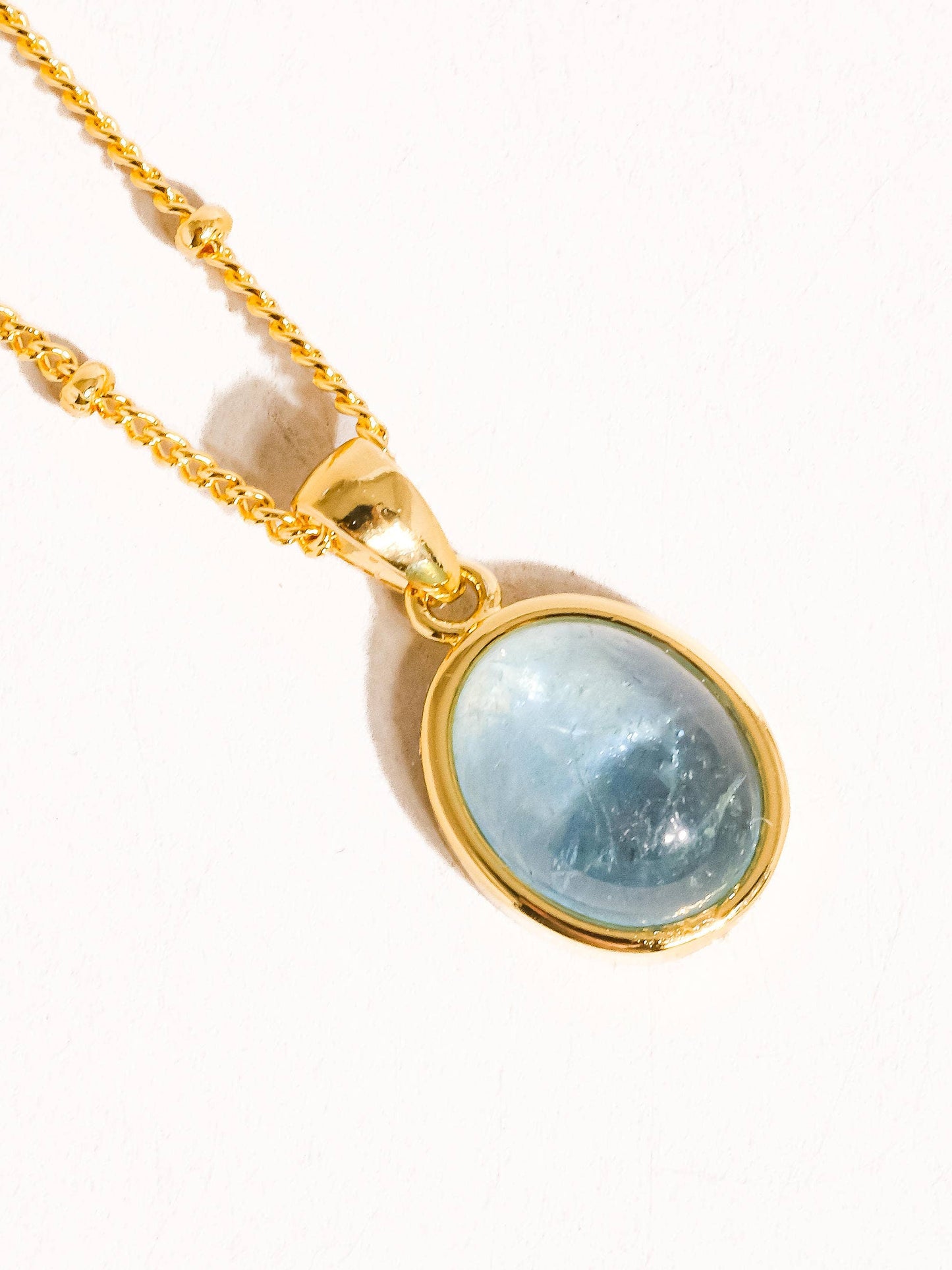 Caillou 18K Gold Assorted Natural Stone Necklace: Aquamarine