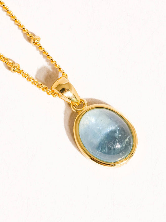 Caillou 18K Gold Assorted Natural Stone Necklace: Aquamarine