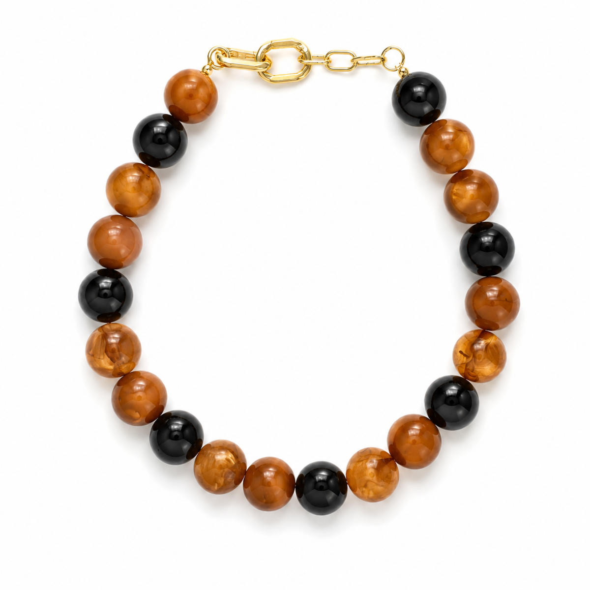 Beaded Color Gumball Statement Necklace: Tortoise Brown