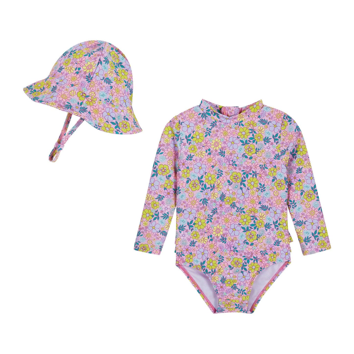 Infant Girls Rashguard Set | Purple Floral: Pink