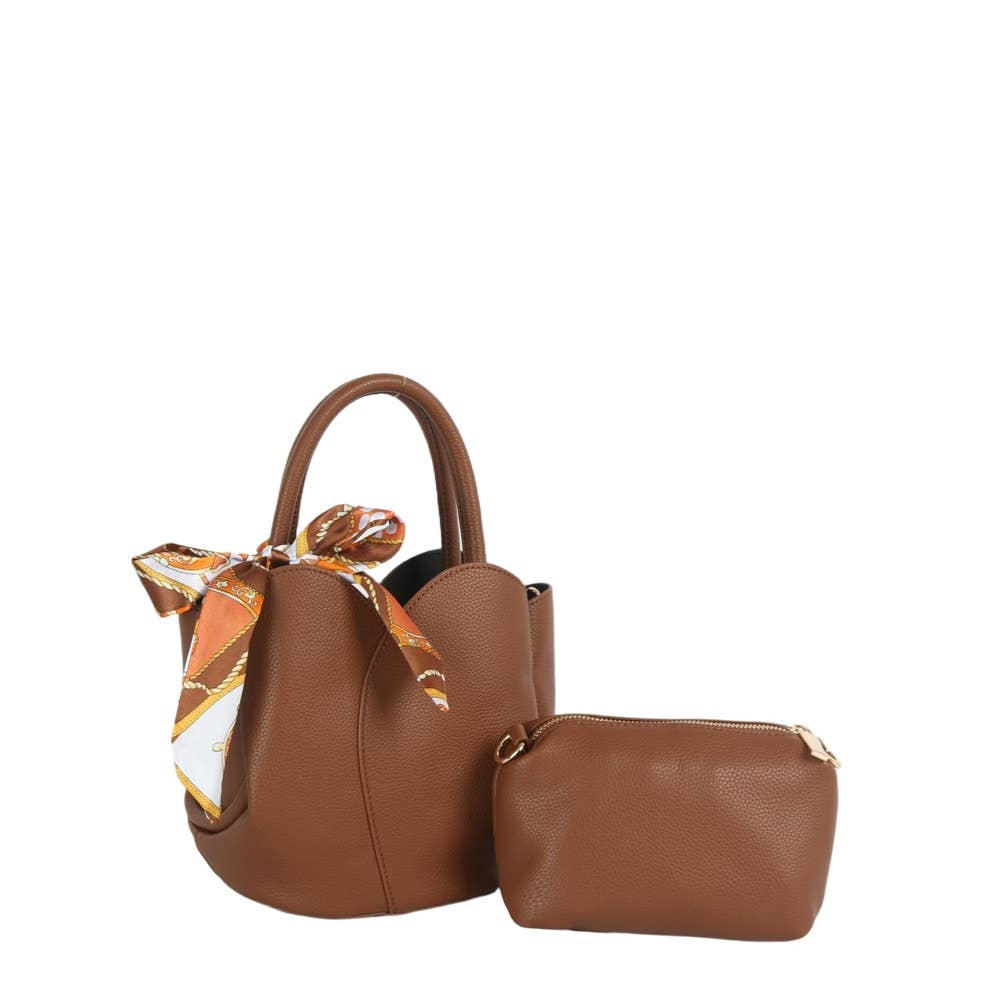 Twilly Scarf Vegan Leather Tote Set: BR
