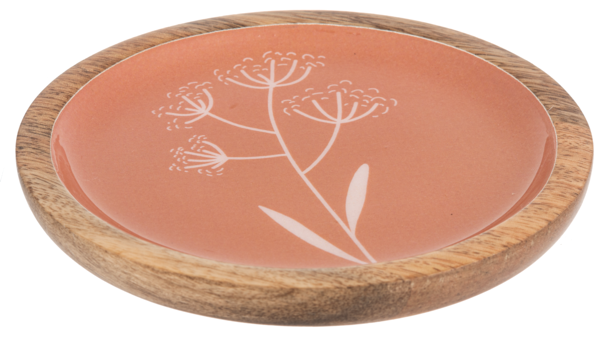 Round Saffron & Natural Floral Block Print Tidbit Tray- Tray 3