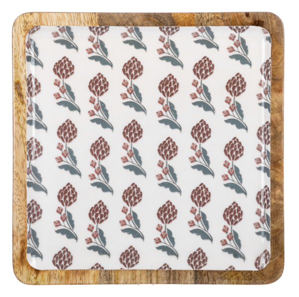 Square Artichoke & Flower Pattern Serving Tray