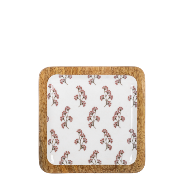 Square Artichoke & Flower Pattern Serving Tray