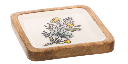 Square Colorful Flower Tidbit Tray- Tray 1