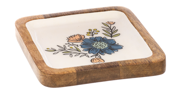 Square Colorful Flower Tidbit Tray- Tray 2