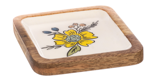 Square Colorful Flower Tidbit Tray- Tray 3