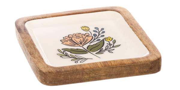 Square Colorful Flower Tidbit Tray- Tray 4