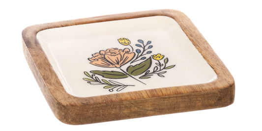 Square Colorful Flower Tidbit Tray- Tray 4