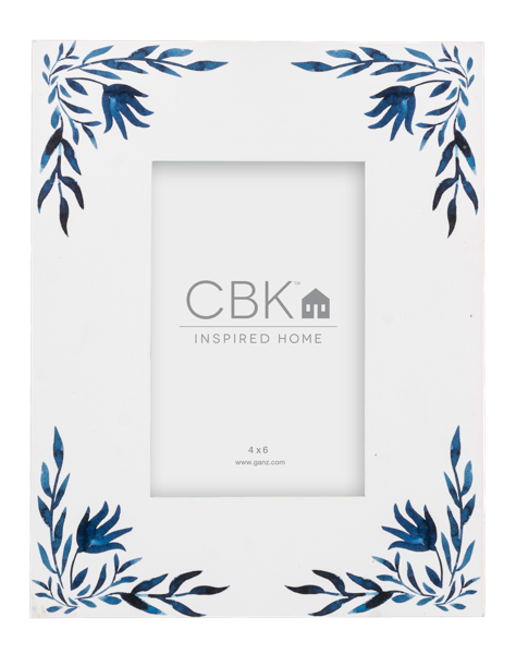 Blue & White Watercolor Floral 4x6 Frame