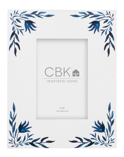 Blue & White Watercolor Floral 4x6 Frame