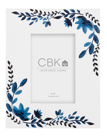 Blue & White Watercolor Floral 4x6 Frame