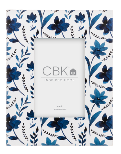 Blue & White Watercolor Floral 4x6 Frame