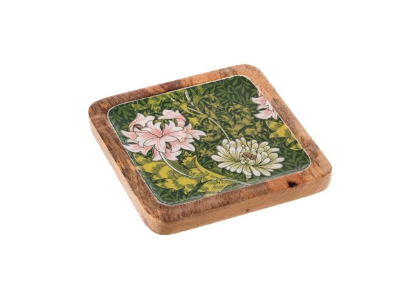 Square Green Floral Serving Tray