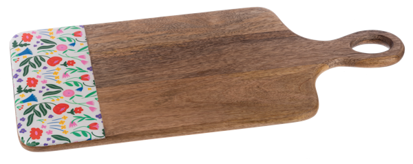 Colorful Flower & Patchwork Cutting Board with Handle