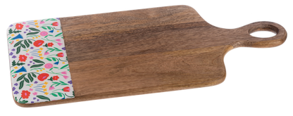 Colorful Flower & Patchwork Cutting Board with Handle