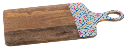 Colorful Flower & Patchwork Cutting Board with Handle