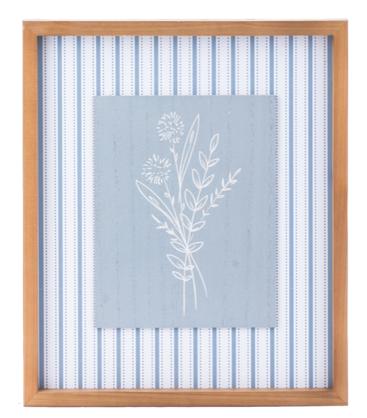 Floral Silhouette with Stripe Border Wall Decor-Silhouette 2