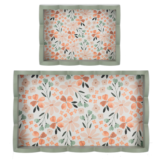 Floral Tray with Scallop Edge
