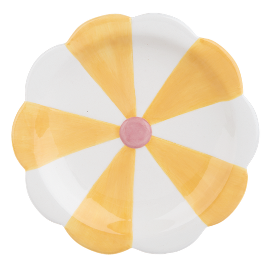 Flower Stripe Trinket Dish-Yellow